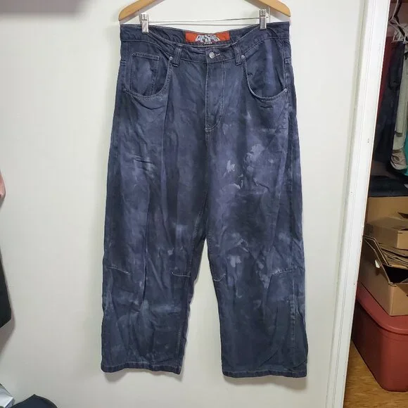 JADED LONDON Low-Rise Colossus Fit Jeans Extreme Wide Bleach Dye Womens 14 x 31" - Picture 2 of 16